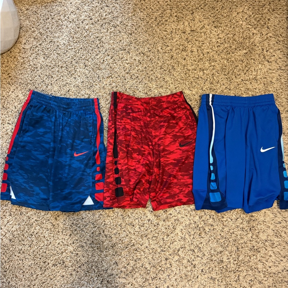 Nike Kids' Athletic Shorts - Red and Blue ( set of three)